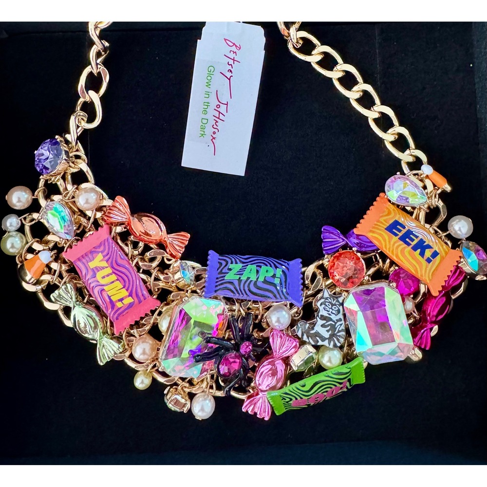 Betsey Johnson Halloween Candy Charm Necklace Glow in the Dark NEW